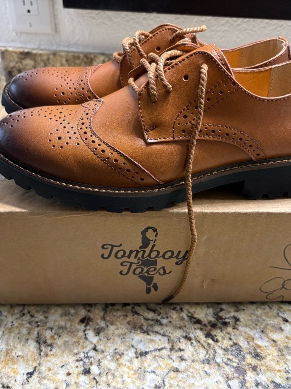 Women's Tan Leather Brogue Loafers